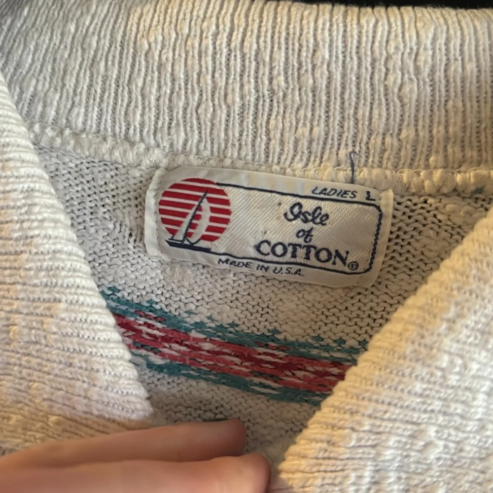 Isle of cotton vintage pullover knit collared  top - Picture 5 of 5